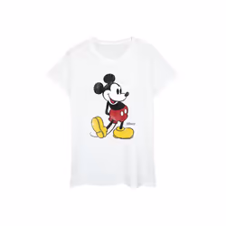 Disney Womens/Ladies Mickey Mouse Classic Kick Cotton T-Shirt - L, White
