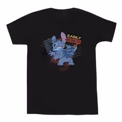 Disney Mens Lilo And Stitch Easily Distracted T-Shirt - L, Black