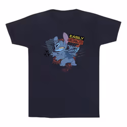 Disney Mens Lilo And Stitch Easily Distracted T-Shirt - XXL, Navy Blue