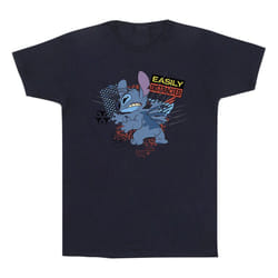Disney Mens Lilo And Stitch Easily Distracted T-Shirt - XXL, Navy Blue