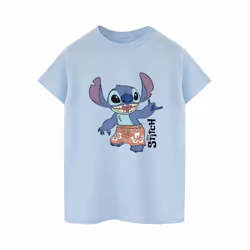 Disney Mens Lilo & Stitch Bermuda Shorts T-Shirt - S, Baby Blue