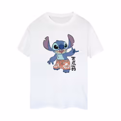 Disney Womens/Ladies Lilo & Stitch Bermuda Shorts Cotton Boyfriend T-Shirt - XXL, White