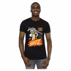 Disney Mens Toy Story Buzz Lightyear Space T-Shirt - L, Black