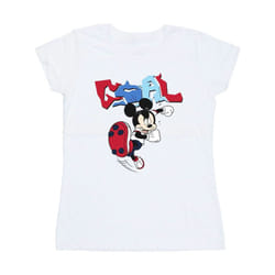 Disney Womens/Ladies Mickey Mouse Goal Striker Pose Cotton T-Shirt - S, White