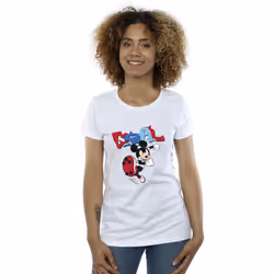 Disney Womens/Ladies Mickey Mouse Goal Striker Pose Cotton T-Shirt - XXL, White