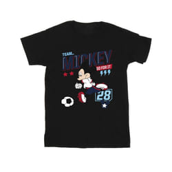 Disney Mens Mickey Mouse Team Mickey Football T-Shirt - S, Black