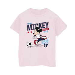 Disney Mens Mickey Mouse Team Mickey Football T-Shirt - S, Baby Pink