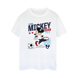 Disney Womens/Ladies Mickey Mouse Team Mickey Football Cotton Boyfriend T-Shirt - XL, White