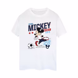 Disney Womens/Ladies Mickey Mouse Team Mickey Football Cotton Boyfriend T-Shirt - XXL, White