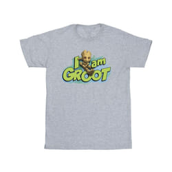 Marvel Mens Guardians Of The Galaxy I Am Groot Jumping T-Shirt - S, Sports Grey