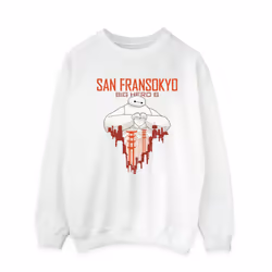 Disney Mens Big Hero 6 Baymax San Fransokyo Heart Sweatshirt - S, White