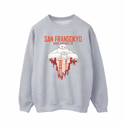 Disney Mens Big Hero 6 Baymax San Fransokyo Heart Sweatshirt - XXL, Sports Grey
