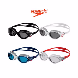 Speedo Unisex Swimming Goggles Biofuse 2.0 Antifog Underwater Diving UV Glasses - White / Red / Light Smoke
