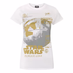 Star Wars Womens/Ladies Rogue One Metallic Death Star T-Shirt - XL, White