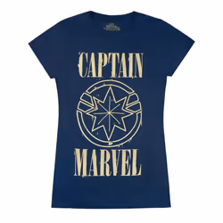 Captain Marvel Womens/Ladies Print And Shield T-Shirt - XXL, Navy