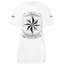 Captain Marvel Womens/Ladies Star Insignia And Globe T-Shirt - XXL, White/Black