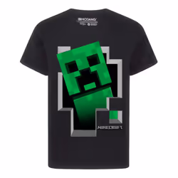 Minecraft Boys Creeper Inside T-Shirt - 9-10 Years, Black