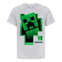 Minecraft Boys Creeper Inside T-Shirt - 7-8 Years, Grey