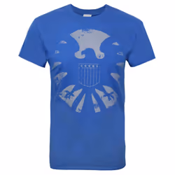 Marvel Official Mens Avengers Distressed Shield T-Shirt - S, Blue