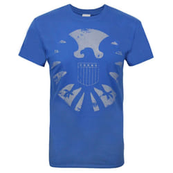 Marvel Official Mens Avengers Distressed Shield T-Shirt - S, Blue