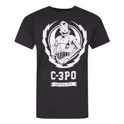 Star Wars Mens C-3PO Crest T-Shirt - XL, Black