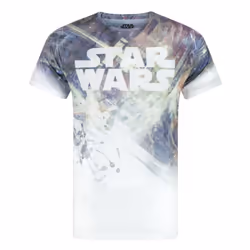 Star Wars Mens Dogfight T-Shirt - S, White/Grey