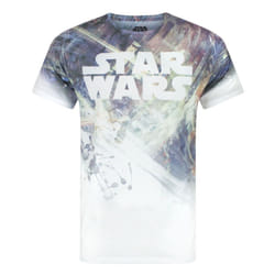 Star Wars Mens Dogfight T-Shirt - S, White/Grey