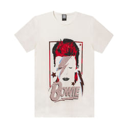 Amplified Mens Aladdin Sane David Bowie T-Shirt - M, White/Red
