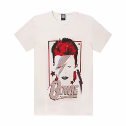 Amplified Mens Aladdin Sane David Bowie T-Shirt - XXL, White/Red
