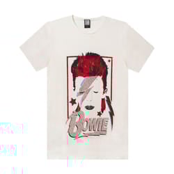 Amplified Mens Aladdin Sane David Bowie T-Shirt - XXL, White/Red