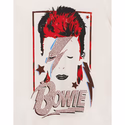 Amplified Mens Aladdin Sane David Bowie T-Shirt - XXL, White/Red