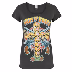 Amplified Womens/Ladies Skull Cross Guns N Roses T-Shirt - XS, Charcoal