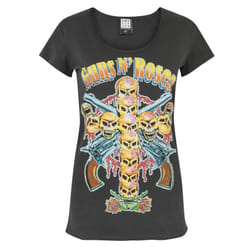 Amplified Womens/Ladies Skull Cross Guns N Roses T-Shirt - XS, Charcoal