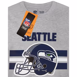 NFL Mens Seattle Seahawks Helmet T-Shirt - S, Grey