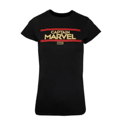 Captain Marvel Womens/Ladies Letters T-Shirt - XL, Black