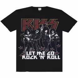 Amplified Mens Let Me Go Rock N Roll Kiss Diamante T-Shirt - XXL, Black