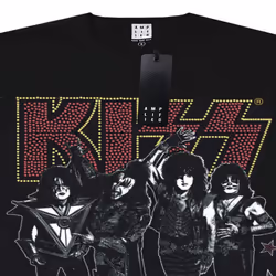 Amplified Mens Let Me Go Rock N Roll Kiss Diamante T-Shirt - XXL, Black