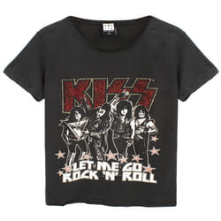 Amplified Womens/Ladies Let Me Go Rock N Roll Kiss Diamante T-Shirt - S, Charcoal