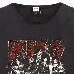 Amplified Womens/Ladies Let Me Go Rock N Roll Kiss Diamante T-Shirt - S, Charcoal