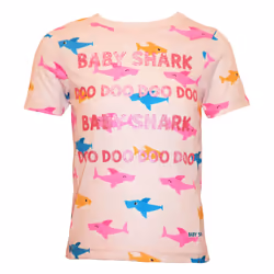Baby Shark Girls Glitter All-Over Print T-Shirt - 3-4 Years, Pink