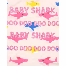 Baby Shark Girls Glitter All-Over Print T-Shirt - 3-4 Years, Pink