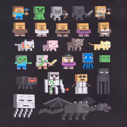 Minecraft Girls Sprites T-Shirt - 11-12 Years, Black/Multicoloured