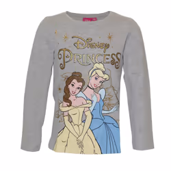 Disney Princess Girls Glitter Long-Sleeved T-Shirt - 2-3 Years, Grey Marl/Yellow/Blue