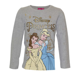 Disney Princess Girls Glitter Long-Sleeved T-Shirt - 2-3 Years, Grey Marl/Yellow/Blue