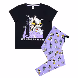 Disney Womens/Ladies Its Good To Be Bad Villains Pyjama Set - L, Black/Lilac