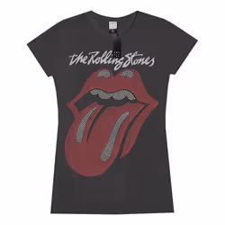 Amplified Womens/Ladies Tongue The Rolling Stones Diamante Logo T-Shirt - M, Charcoal