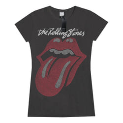 Amplified Womens/Ladies Tongue The Rolling Stones Diamante Logo T-Shirt - M, Charcoal