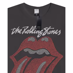 Amplified Womens/Ladies Tongue The Rolling Stones Diamante Logo T-Shirt - M, Charcoal