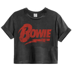Amplified Womens/Ladies David Bowie Logo Cropped T-Shirt - L, Charcoal
