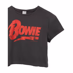 Amplified Womens/Ladies David Bowie Logo Cropped T-Shirt - L, Charcoal